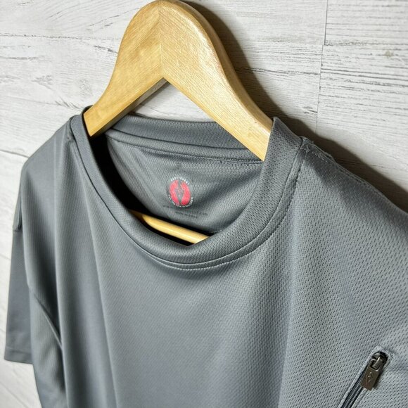 SCOTTeVEST Shirt Mens Size Large Charcoal Gray Performance Short Sleeve Pockets - Picture 11 of 16